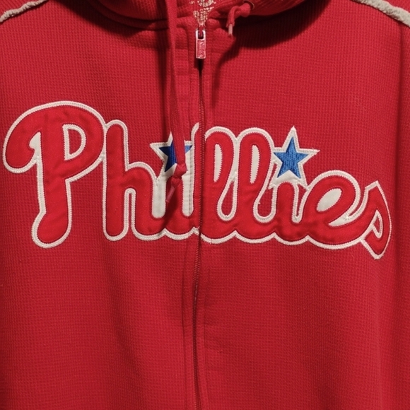 SALE! Philadelphia Phillies Stitches Zip Up Waffle/Fleece Lined Jacket W Hood - Picture 2 of 14
